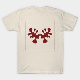 Dark Red Abstract Design with Stitched Edge T-Shirt